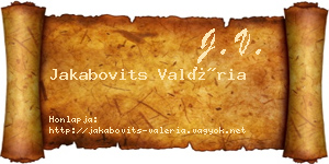 Jakabovits Valéria névjegykártya
